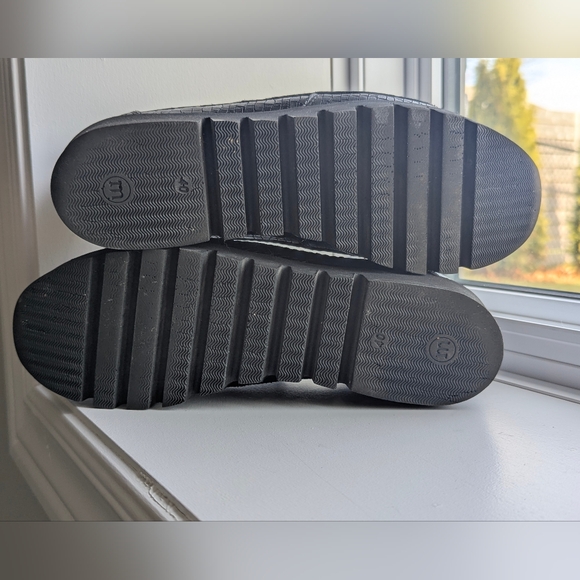 Black Crocodile Leather Platform Loafers 40 9 Goth Classic Deep Tread - Picture 7 of 10